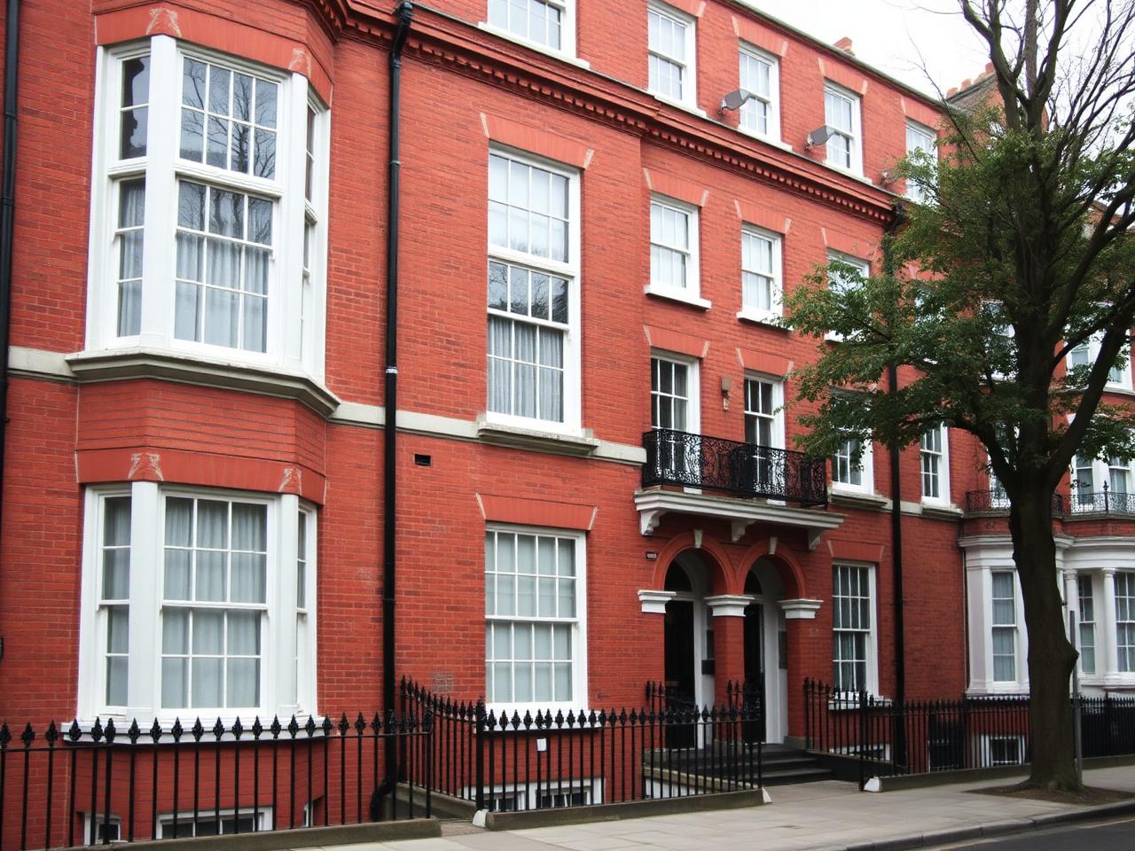 Victorian red brick building on Whitechapel Road, London